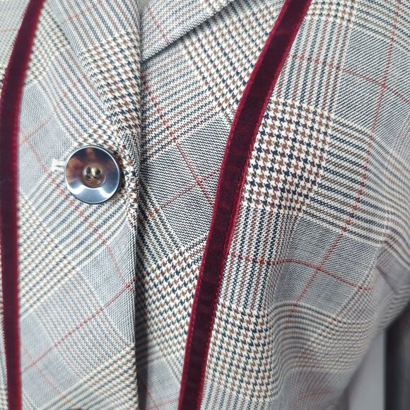 Vintage 90s Louis Feraud Blazer 8 Medium Gray Plaid - Picture 4 of 8
